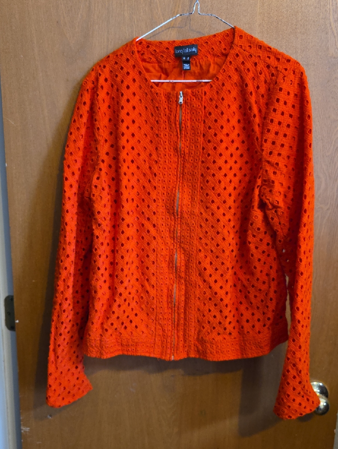 Long Tall Sally Bright Orange Eyelet Zip Front Jacket